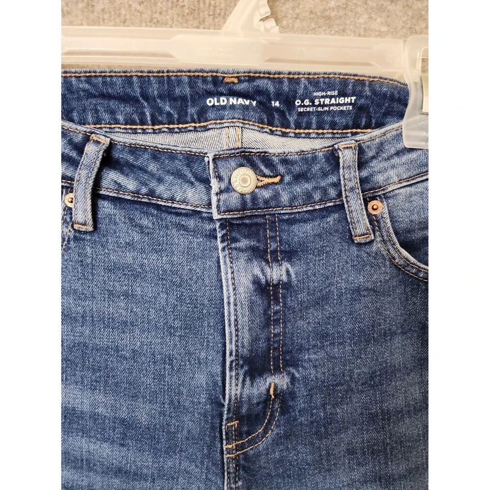Old Navy OG Straight Ankle Jeans Womens 14 Blue High Rise Stretch NEW_5